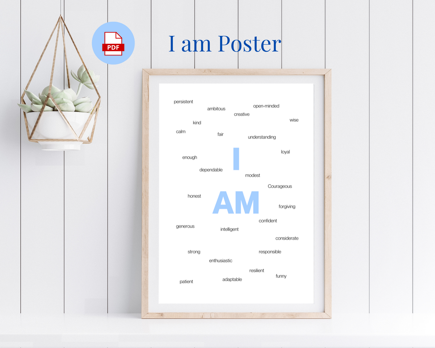 I AM poster in blue