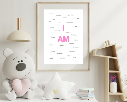 I AM poster in pink